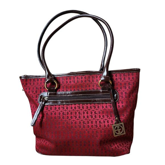 Giani Bernini Purse Red Logo Shoulder Bag Large Handbag Inner Outer Pockets - Picture 1 of 15
